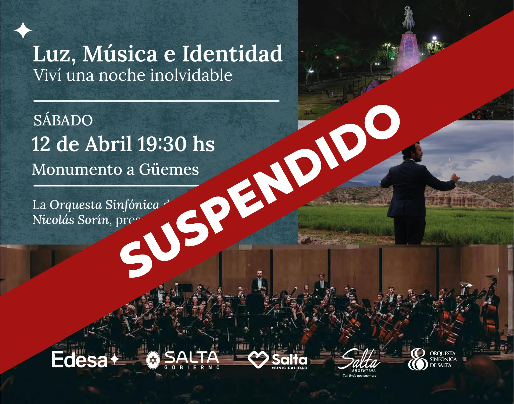 Suspendido el show gratuito del Monumento a Güemes por mal tiempo