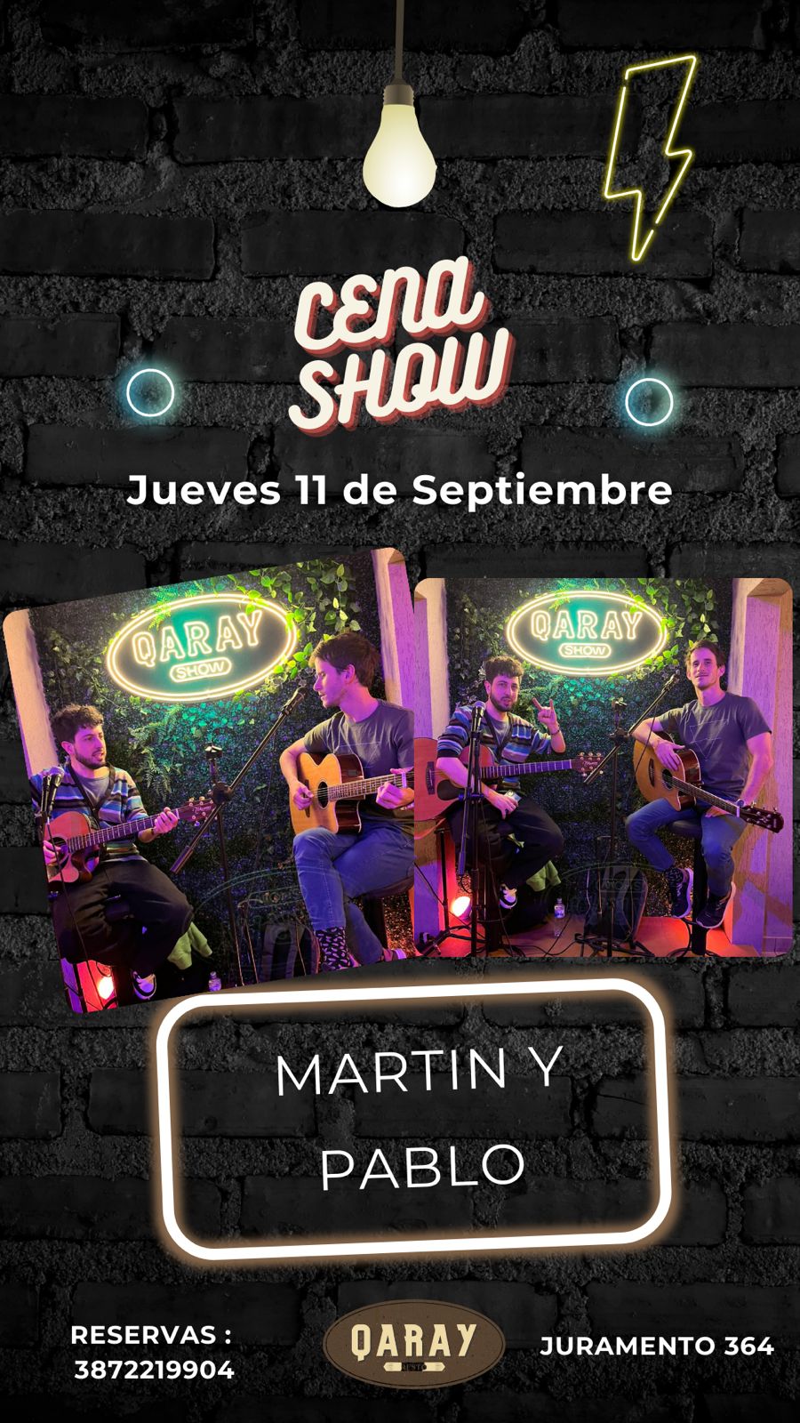 Se viene una gran cena show con Martín y Pablo