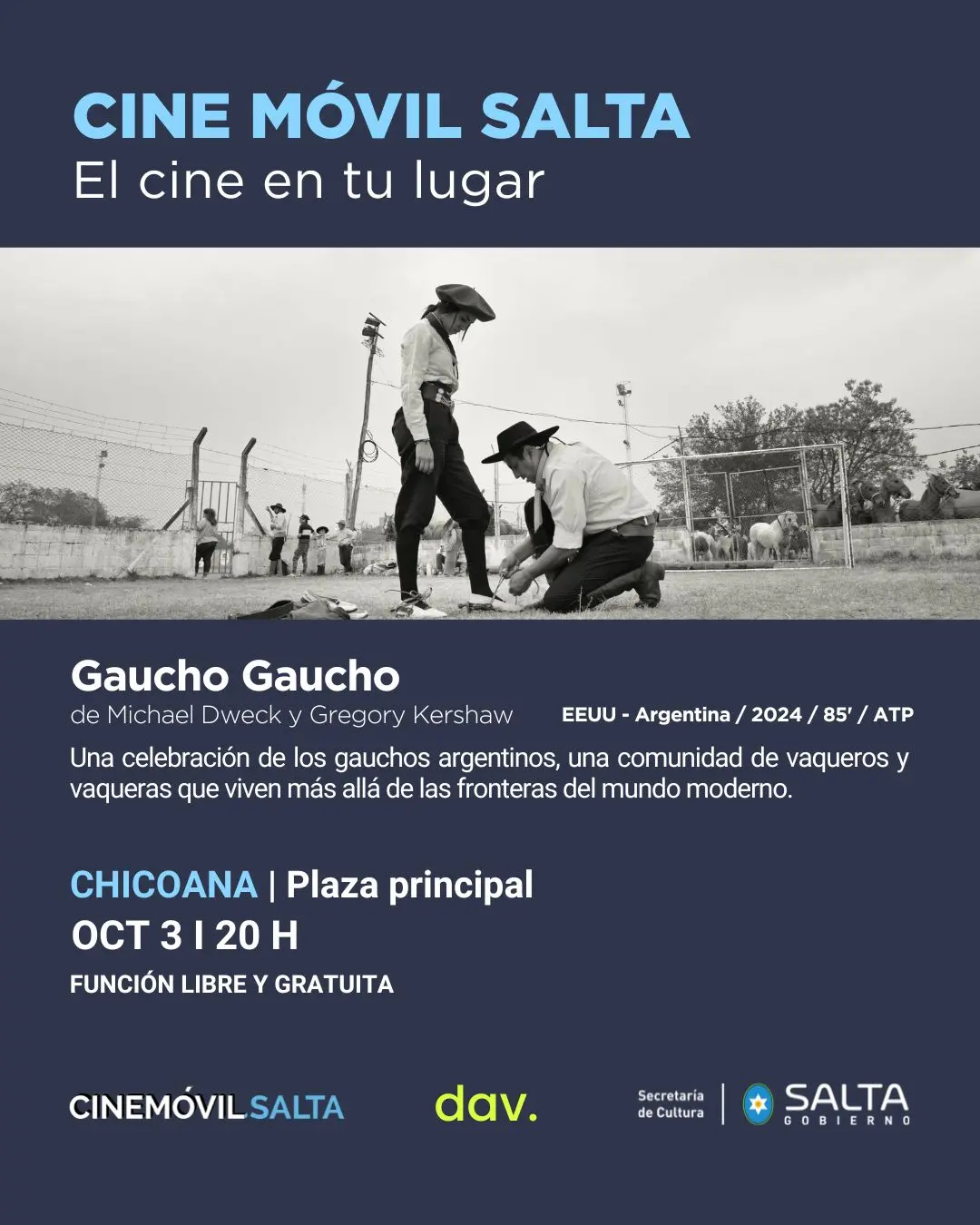 Continúa el recorrido del Cine Móvil: Este viernes llegará a Chicoana