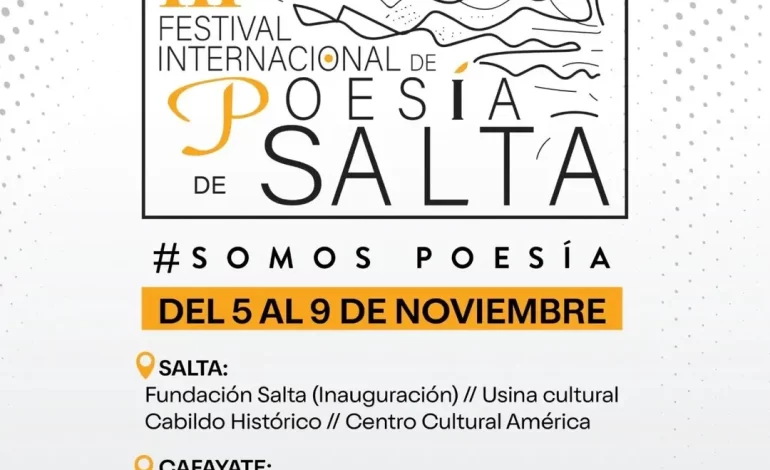 Del 5 al 9 de noviembre, Salta celebra la palabra con su III Festival Internacional de Poesía