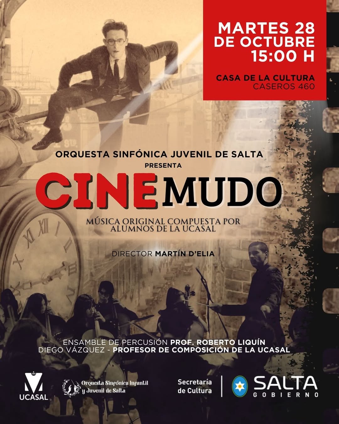 Orquesta Sinfónica Juvenil de Salta Presenta «Cine Mudo»