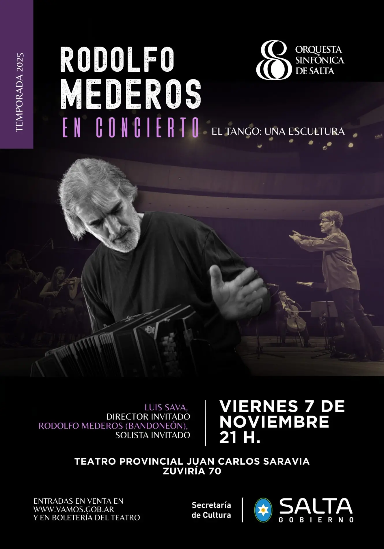 Una noche para el bandoneón: Mederos junto a la Orquesta Sinfónica de Salta
