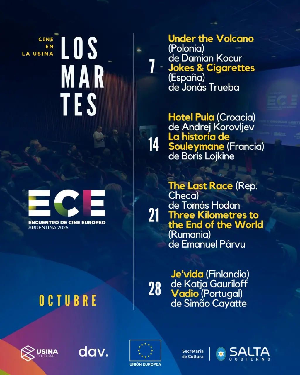 Llega a Salta el XXI Encuentro de Cine Europeo, en el marco del ciclo «Los Martes»
