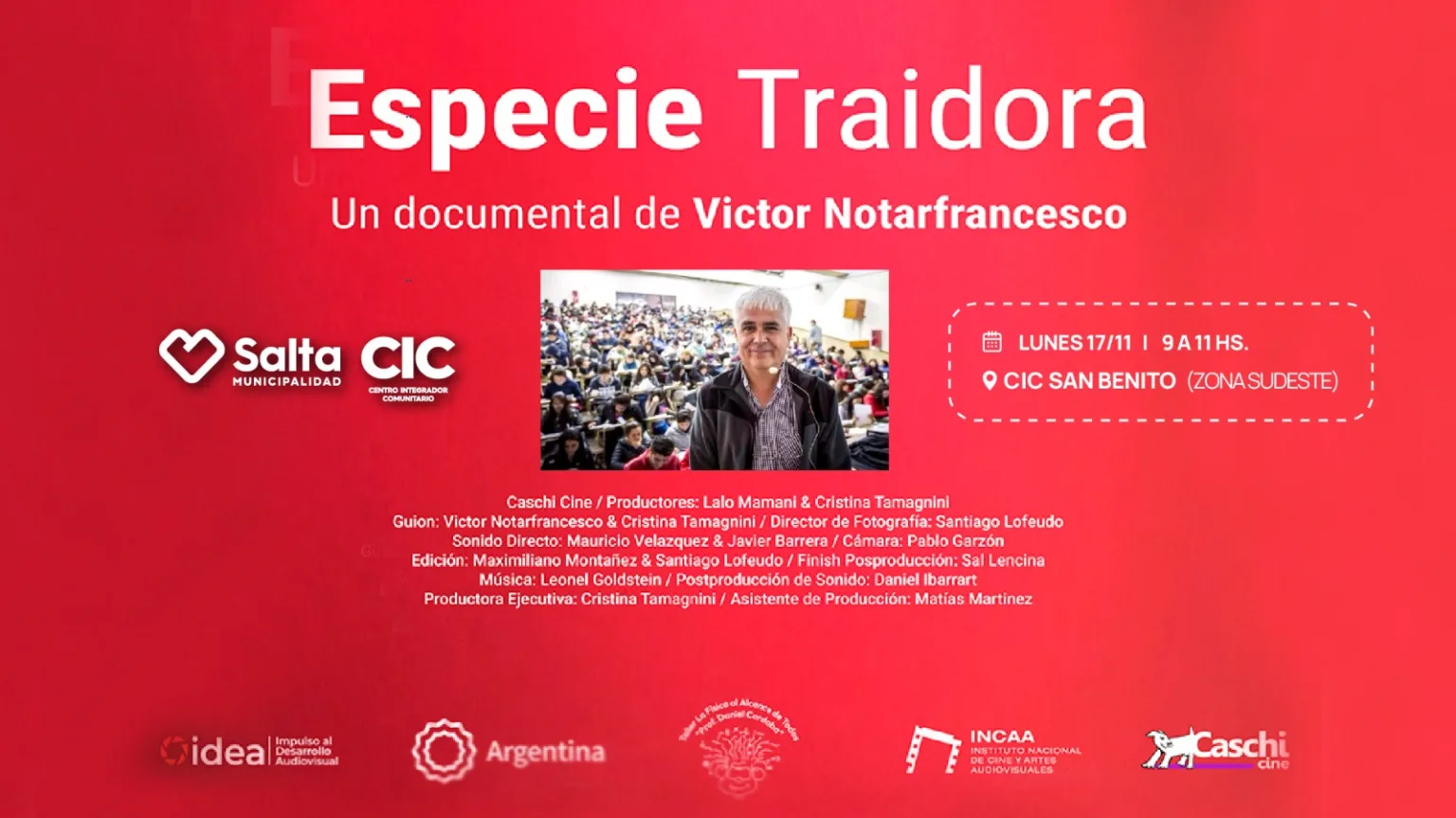 CIC de San Benito: proyectan ‘Especie Traidora’ documental sobre el prof. Córdoba