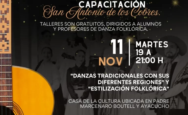 Capacitación abierta de danza folklórica para alumnos y profesores en San Antonio de los Cobres