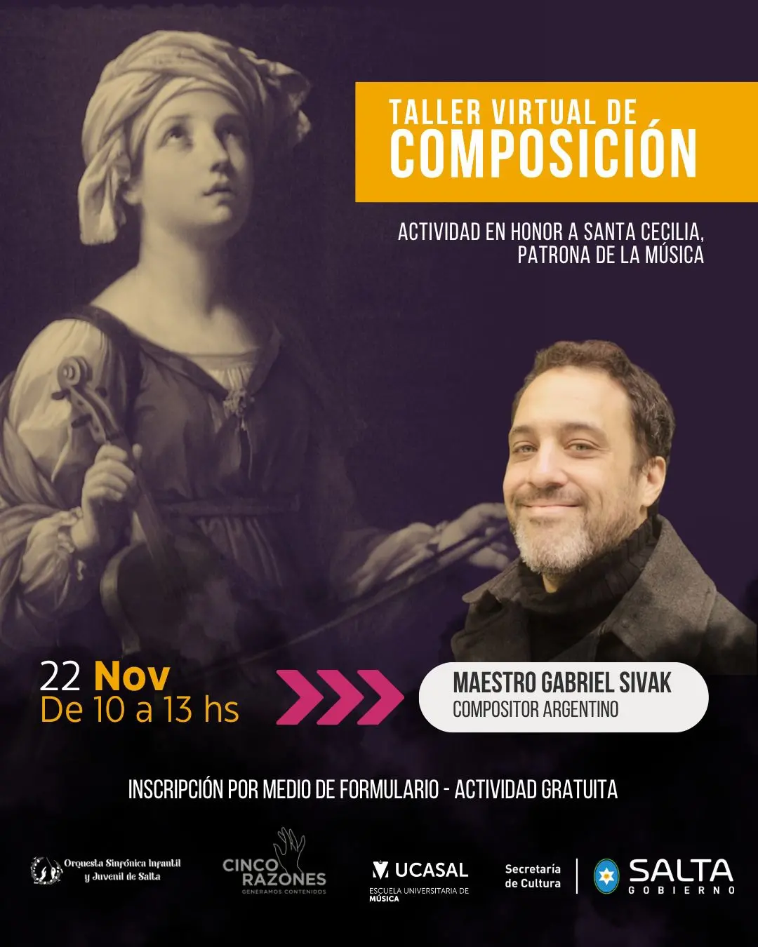 La Orquesta Sinfónica Infantil y Juvenil de Salta ofrece un Taller Virtual de Composición junto al maestro Gabriel Sivak