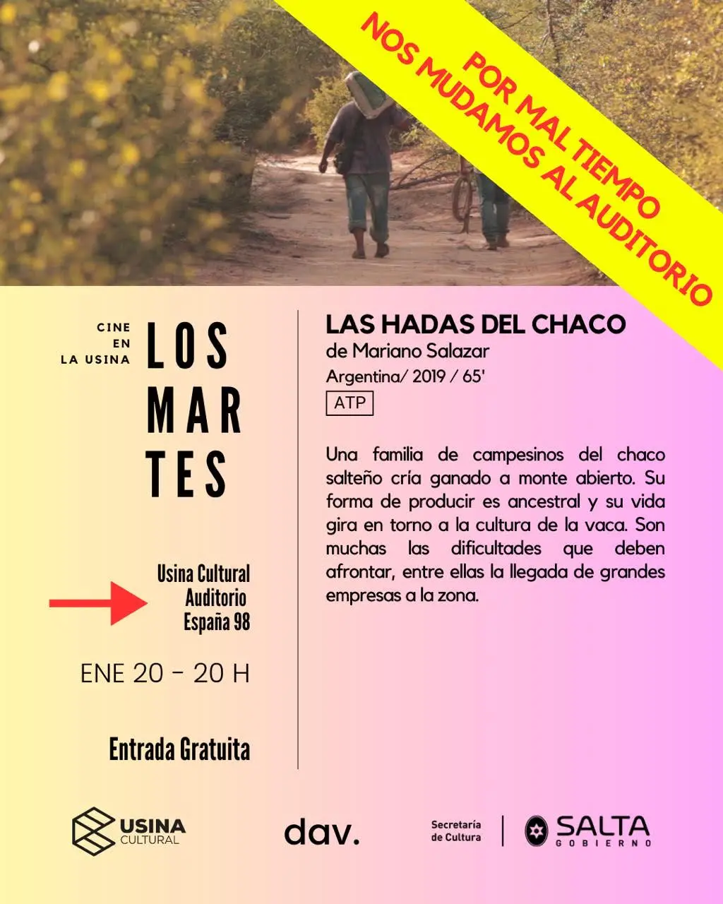 El ciclo Los Martes se muda al auditorio de la Usina por mal tiempo