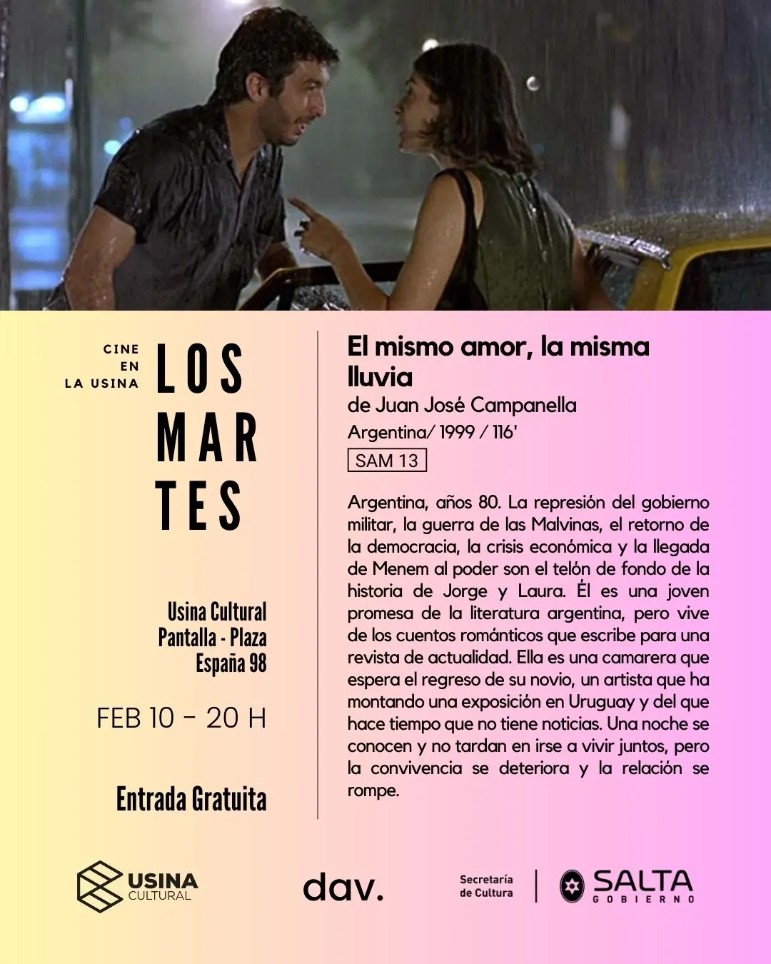 «El mismo amor, la misma lluvia» en Los Martes Romance