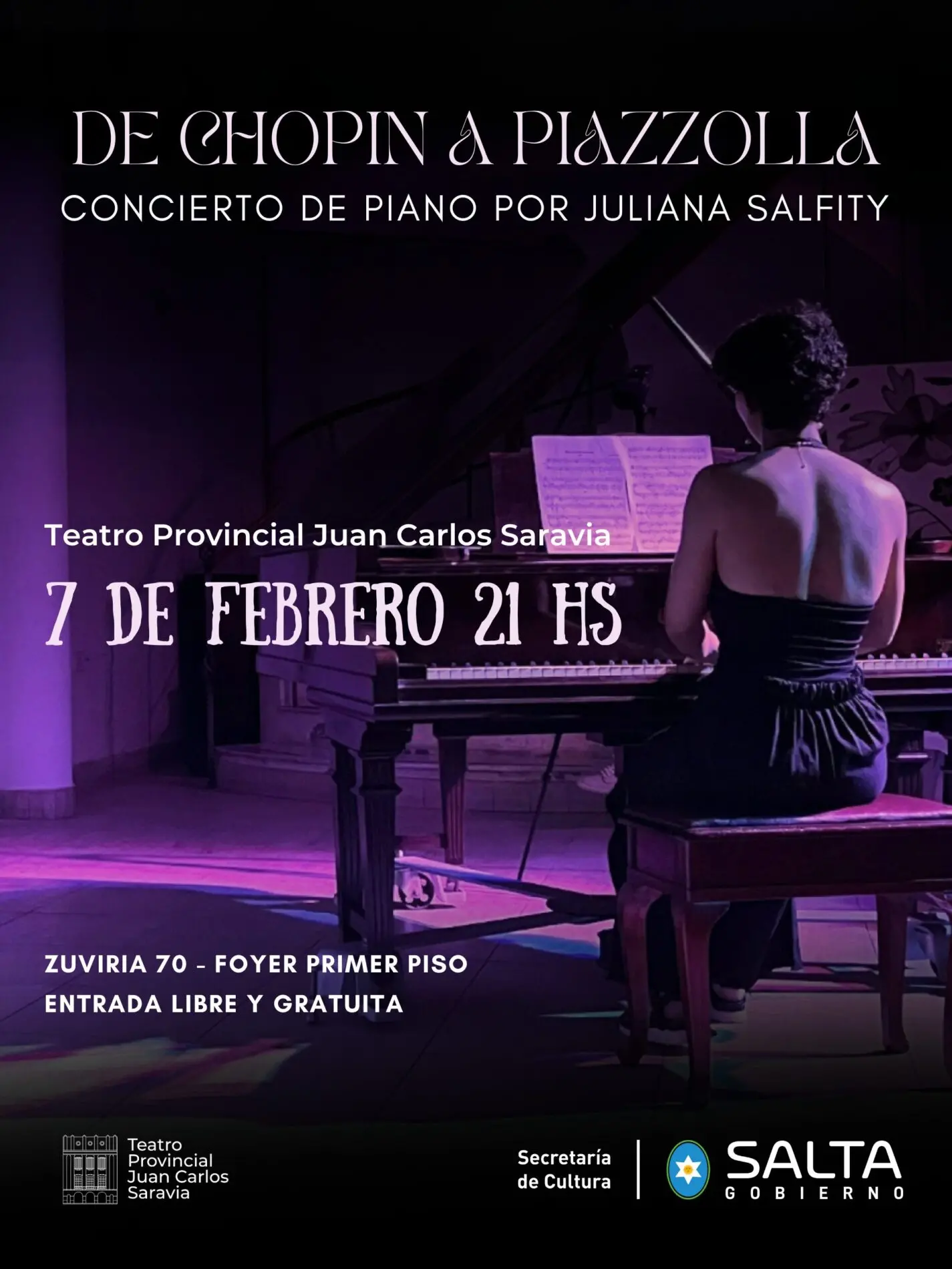 Una noche de piano con Juliana Salfity en el Foyer