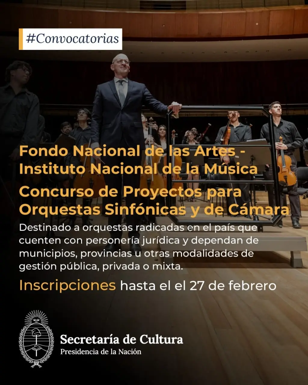 Fondo Nacional de las Artes lanza concurso para orquestas sinfónicas y de cámara en todo el país