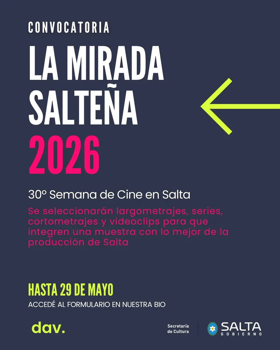 Convocan a realizadores para integrar la sección La mirada salteña en la 30ª Semana de Cine en Salta