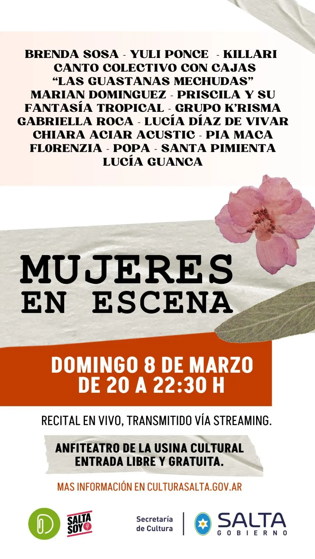 Mujeres en Escena celebra el 8 de marzo con música en vivo y streaming