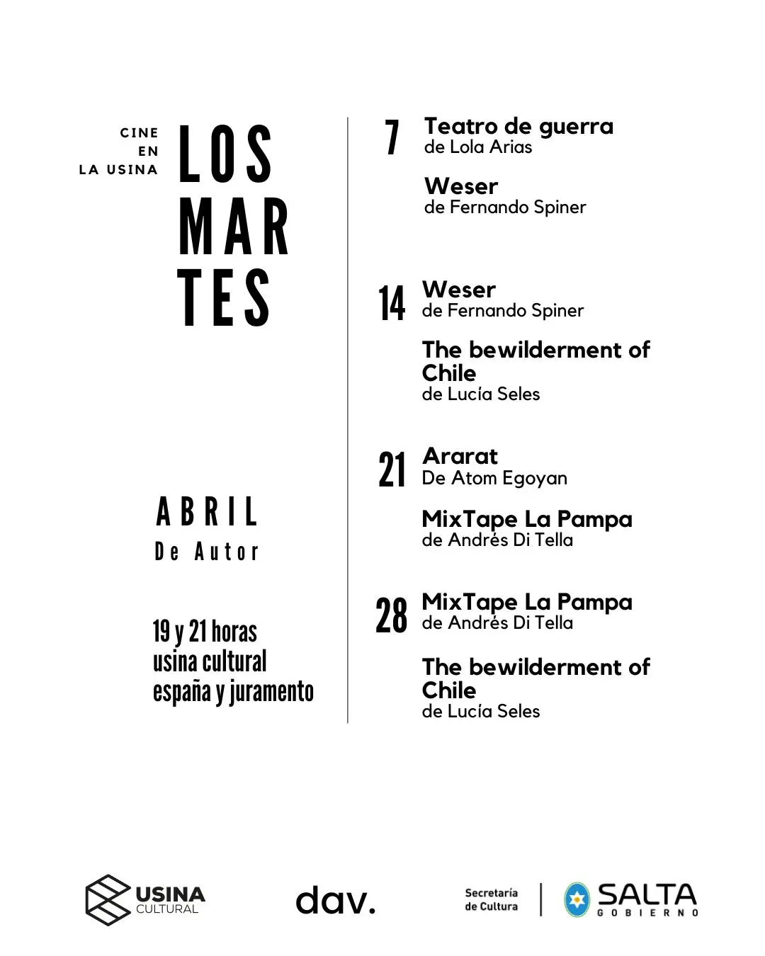 El ciclo de cine Los Martes presenta “Abril de autor”