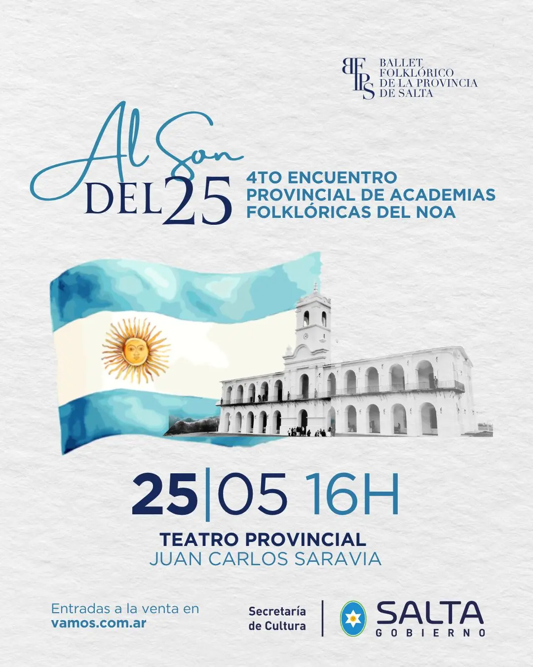 Academias folklóricas se reúnen en el Teatro Provincial para conmemorar la Revolución de Mayo