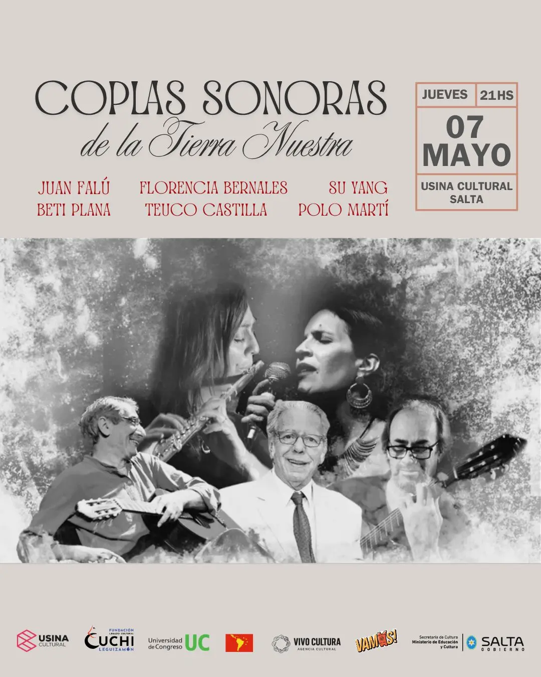 Coplas sonoras de la tierra nuestra llega a la Usina Cultural de Salta