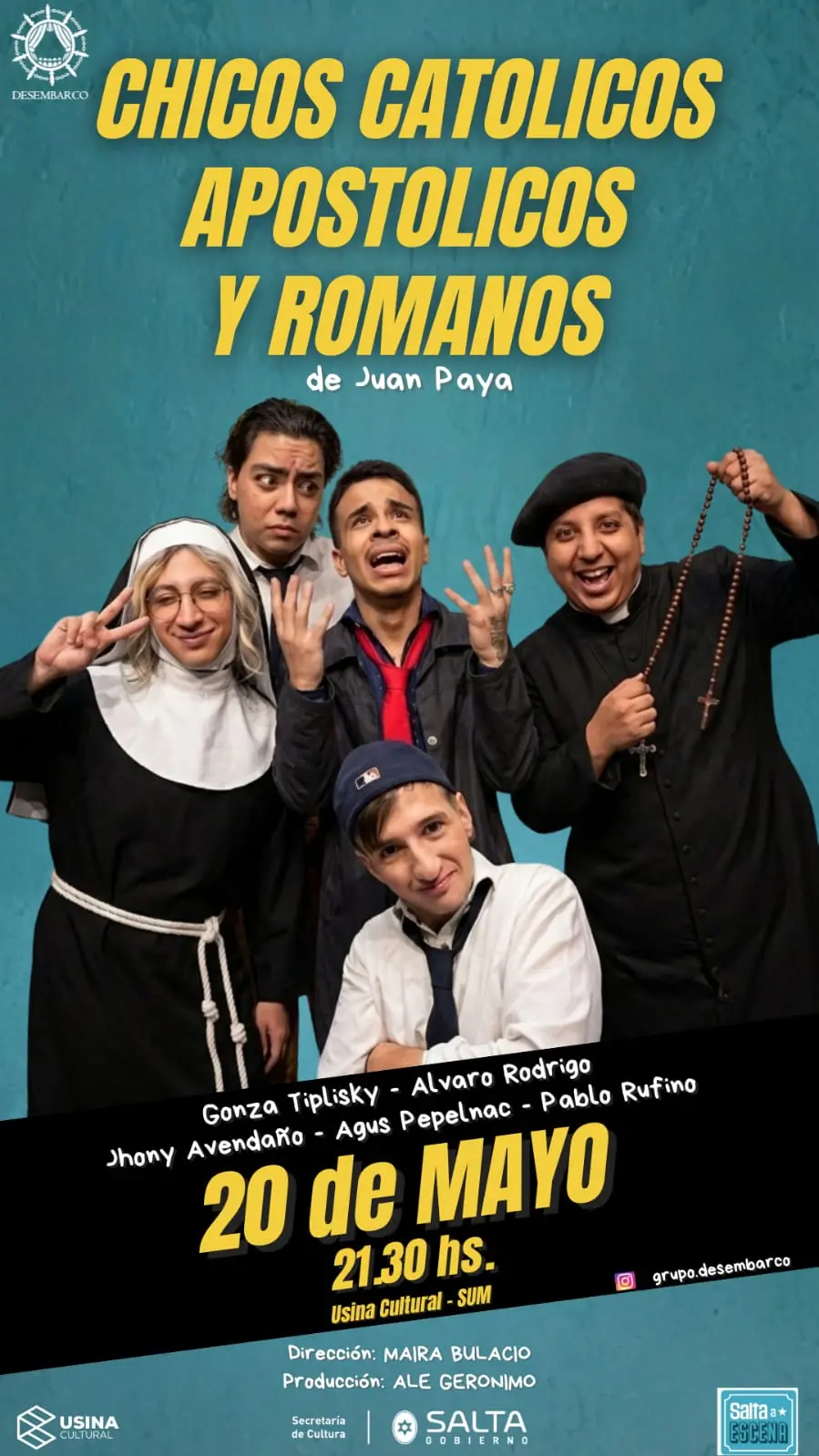 “Chicos Católicos, Apostólicos y Romanos” llega a la Usina Cultural con humor ácido y mirada crítica