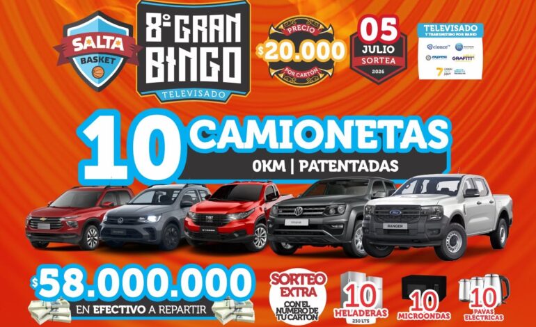Ya está a la venta el Gran Bingo de Salta Basket en bingosdelnorte.com