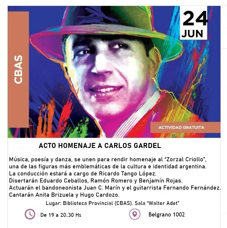 Salta rendirá homenaje a Carlos Gardel con una velada de música, poesía y danza