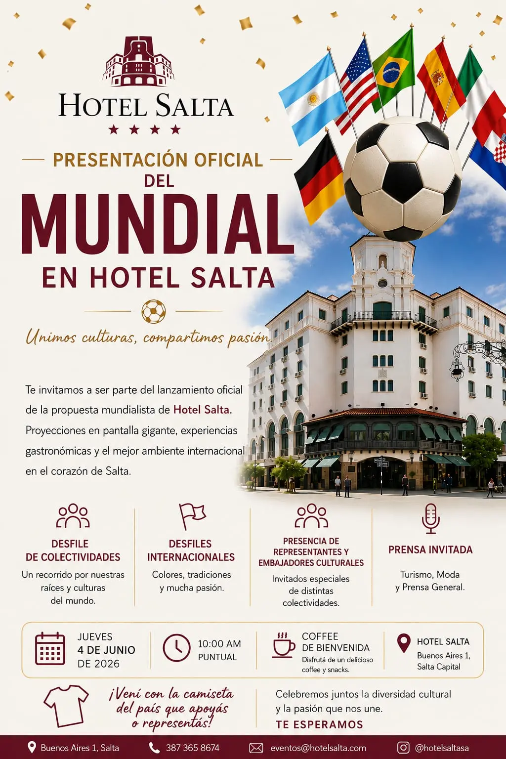 Hotel Salta lanza una propuesta mundialista para celebrar la diversidad cultural en la ciudad