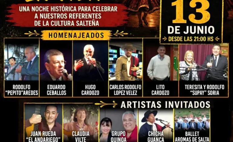 El Centro Argentino celebra 135 años con una gran peña homenaje a referentes de la cultura salteña