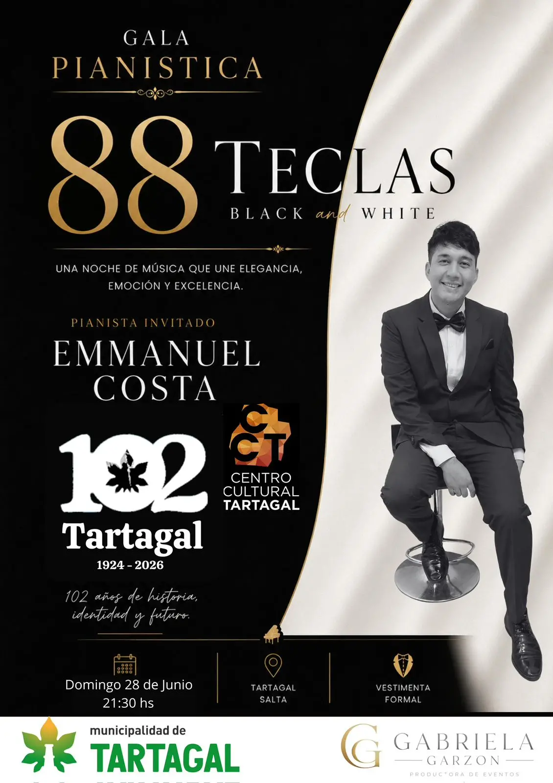 Tartagal celebra su aniversario con la gran gala pianística 88 Teclas