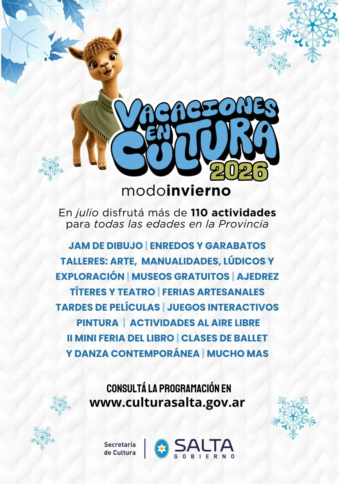 Vacaciones en Cultura 2026: más de 110 actividades para disfrutar el receso invernal en la provincia
