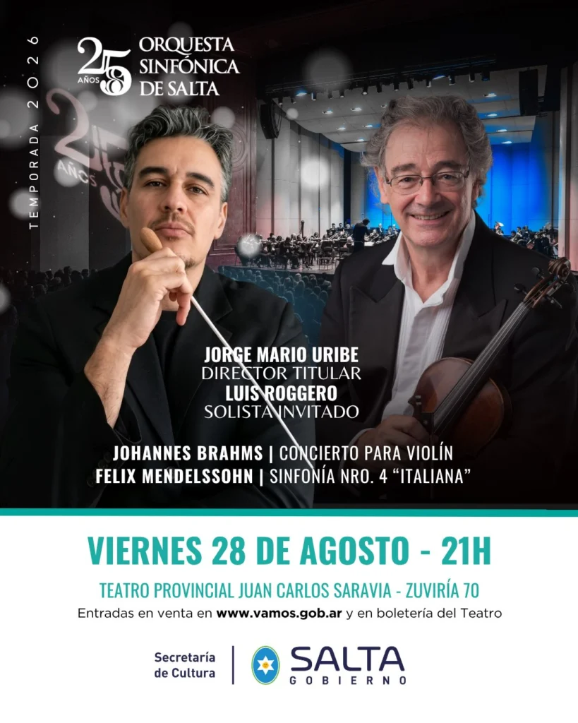 El maestro Jorge Mario Uribe vuelve a dirigir a la Orquesta Sinfónica de Salta en el Teatro Provincial
