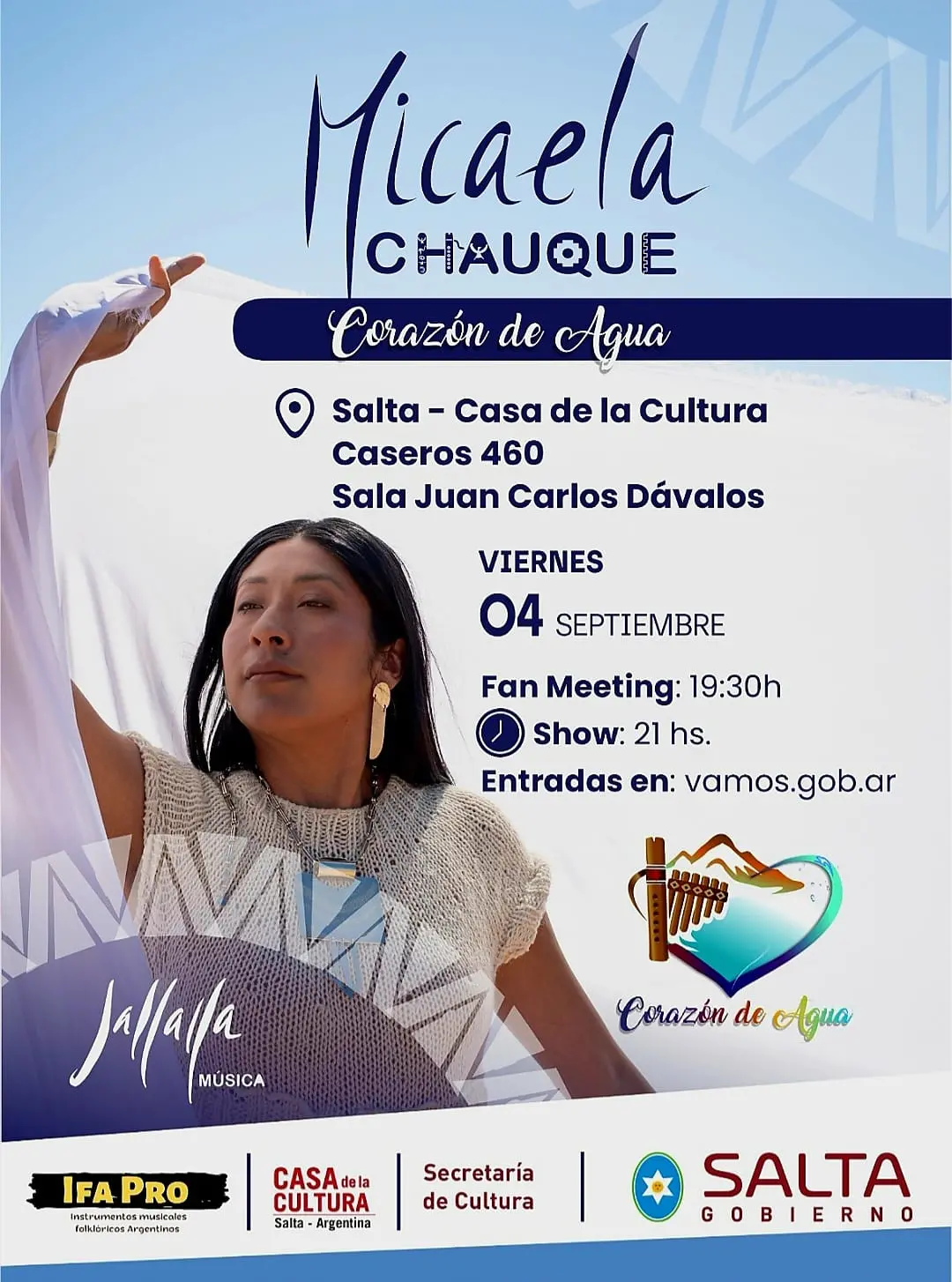 Micaela Chauque llega a la Casa de la Cultura con su espectáculo Corazón de Agua
